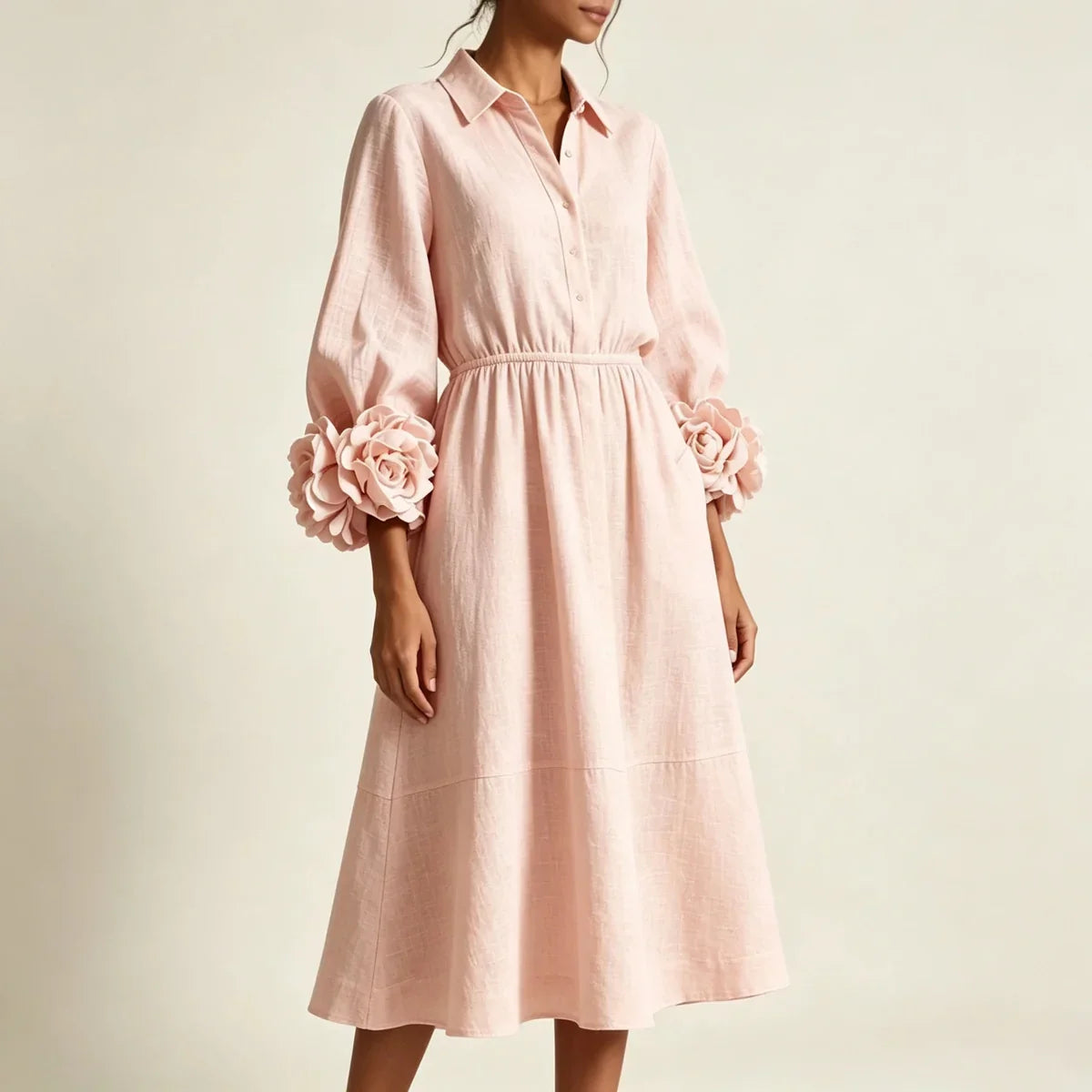 Floral Cuff Midi Dress