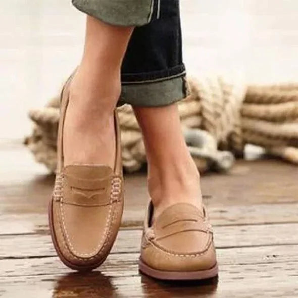 Black Penny Loafers with Low Heel