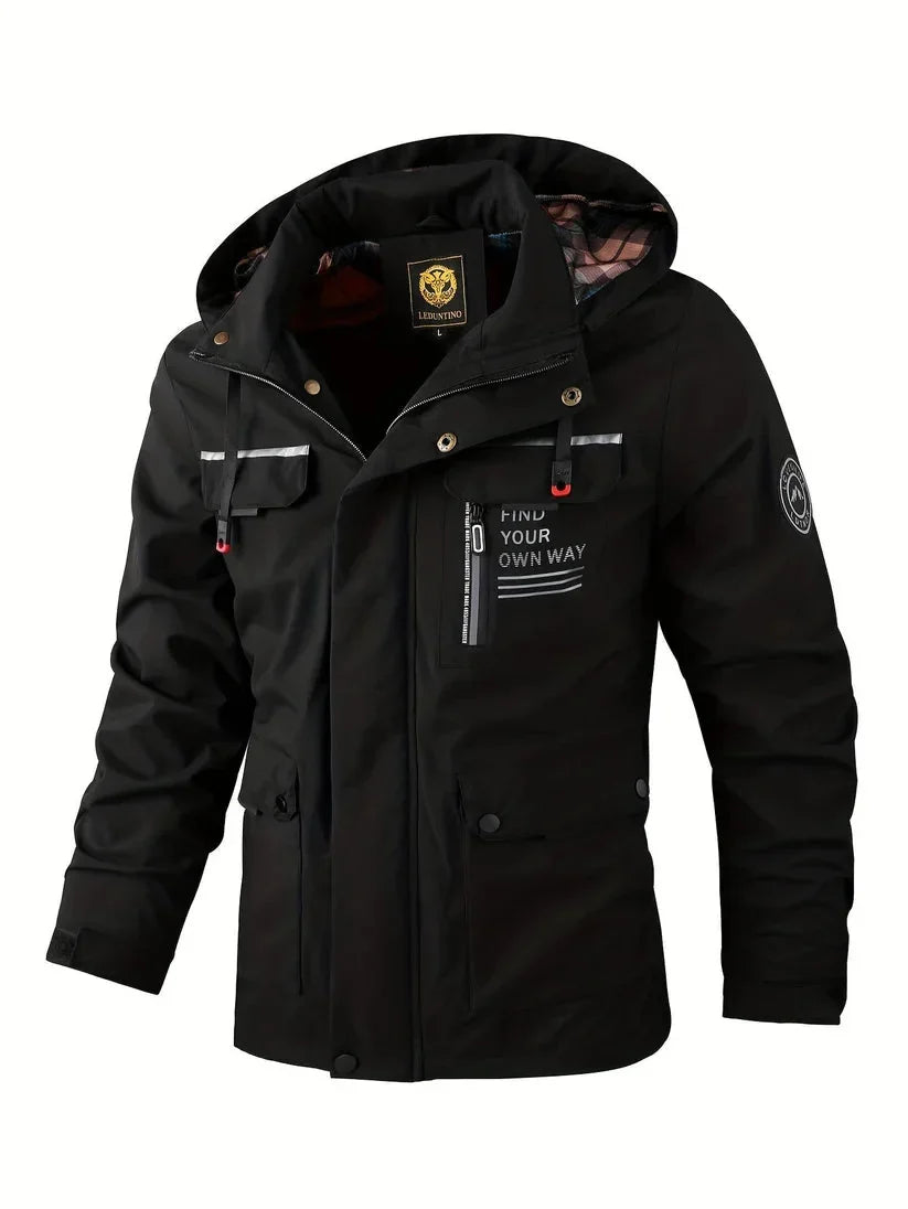 Men's Hooded Jacket – Black Waterproof Winter