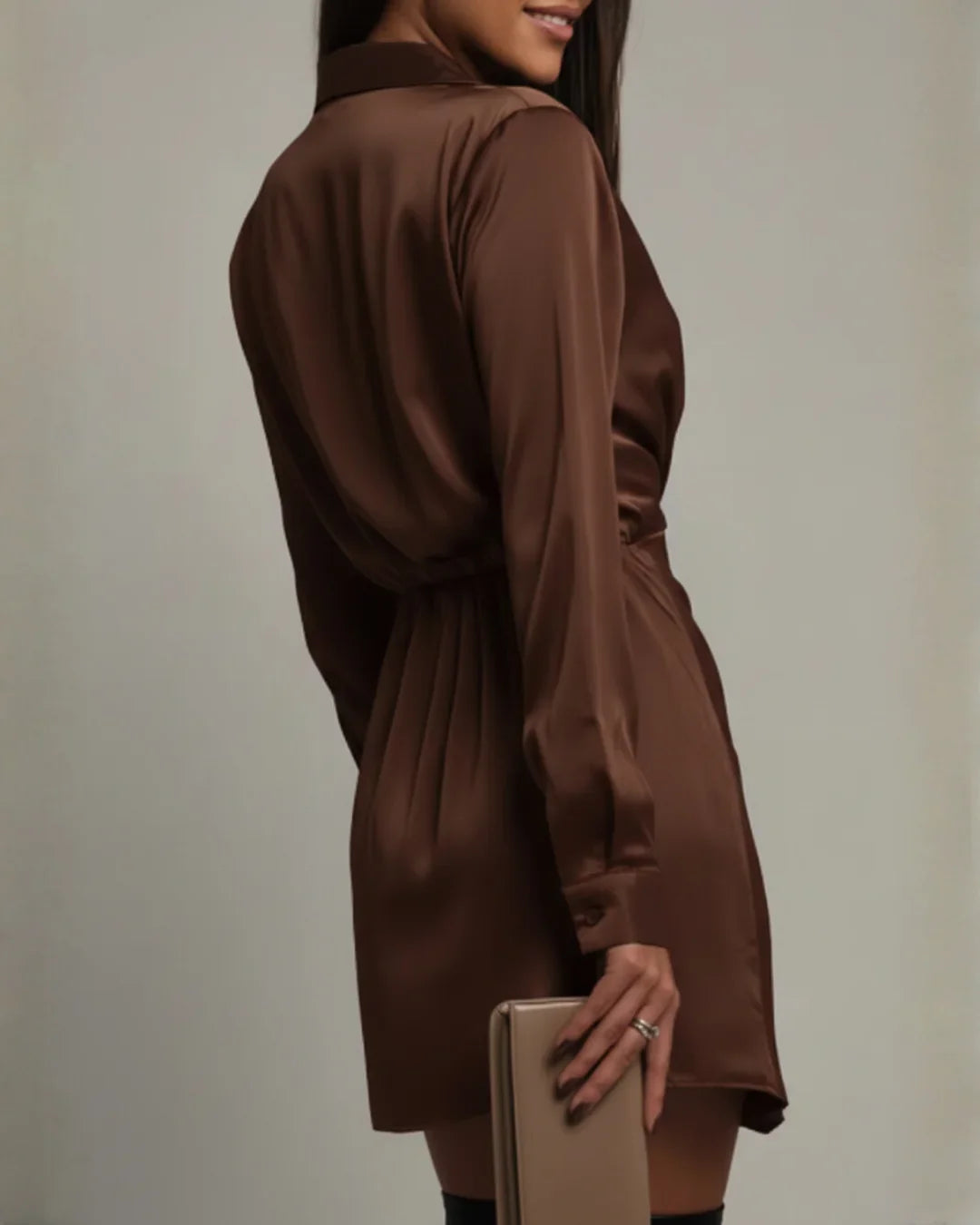 Long Sleeve Wrap Mini Dress