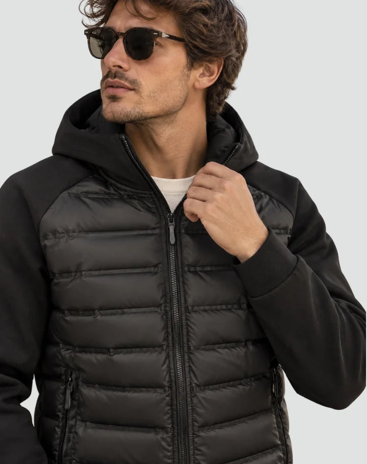 Men's Puffer Jacket – Black Hybrid Hooded