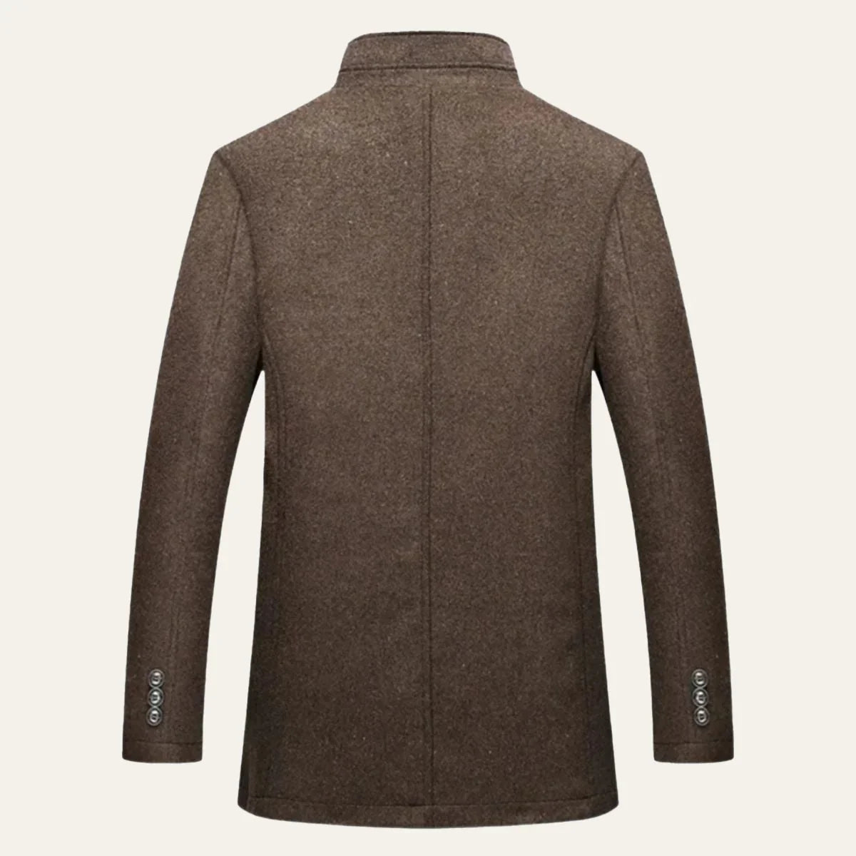 Men's Wool Coat – Black Stand Collar Overcoat