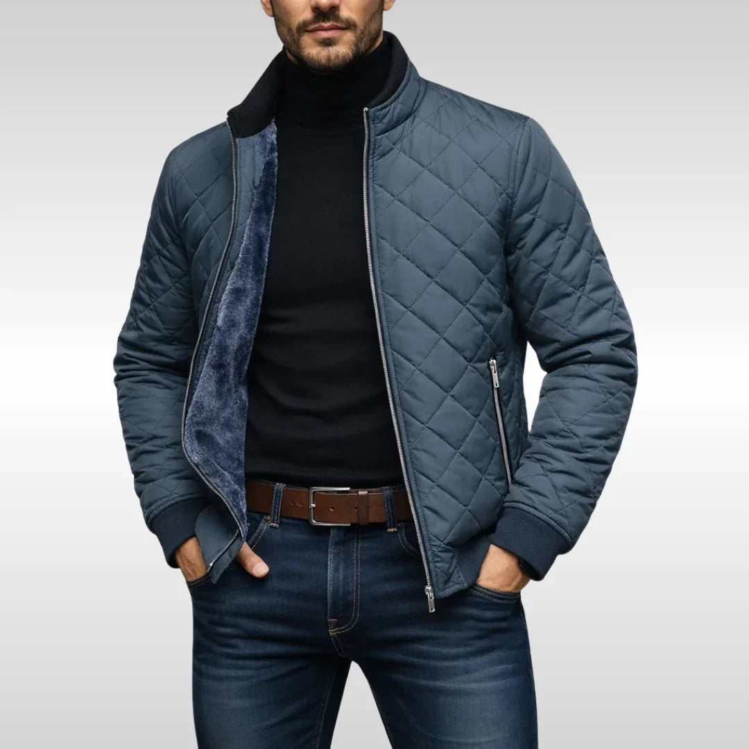 Men's Puffer Jacket – Navy Diamond Quilted