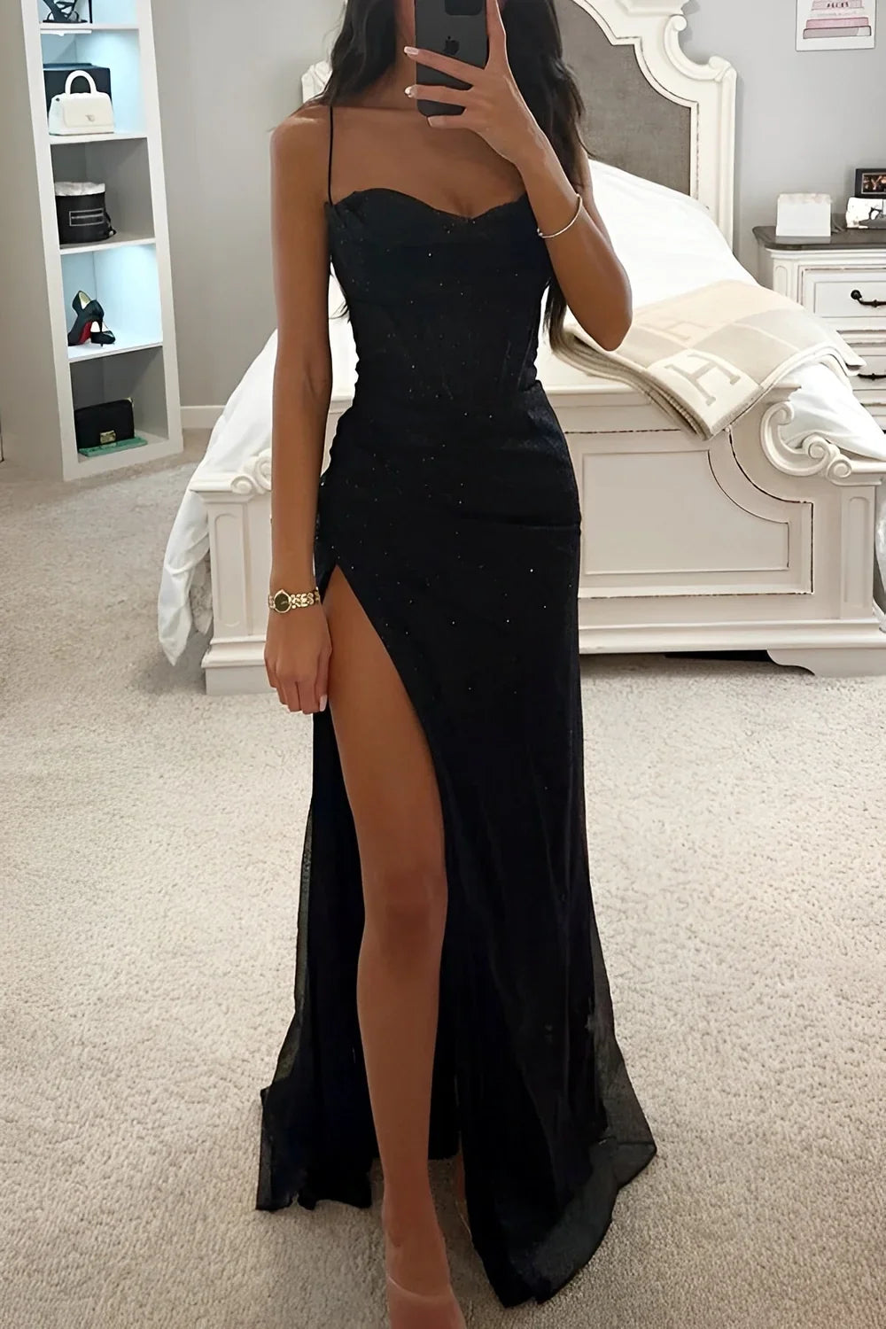 Niamh | Corset Maxi Dress with High Slit