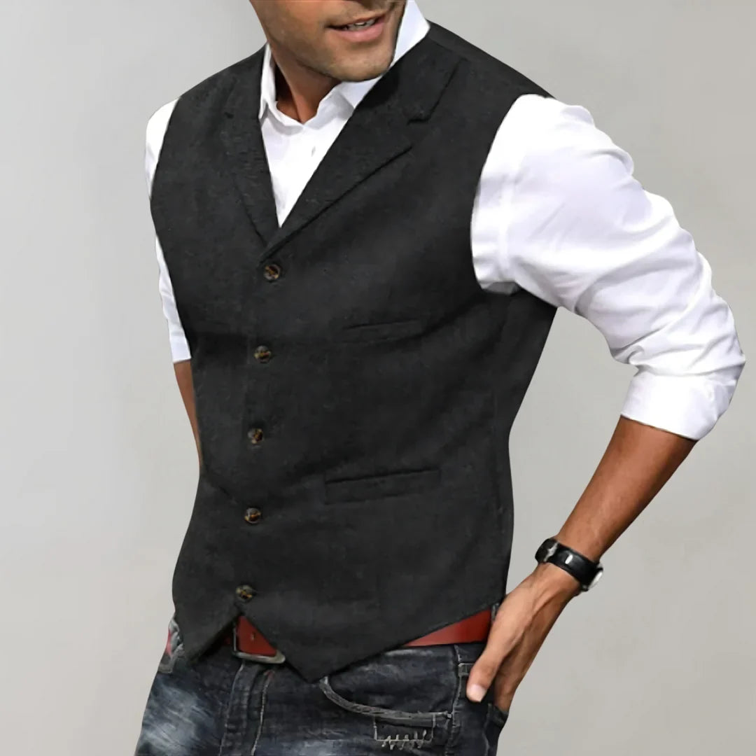 Men's Tweed Waistcoat Notch Lapel