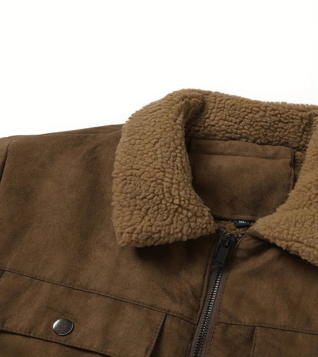 Men's Stand Collar Winter Bomber Jacket with Fleece Collar