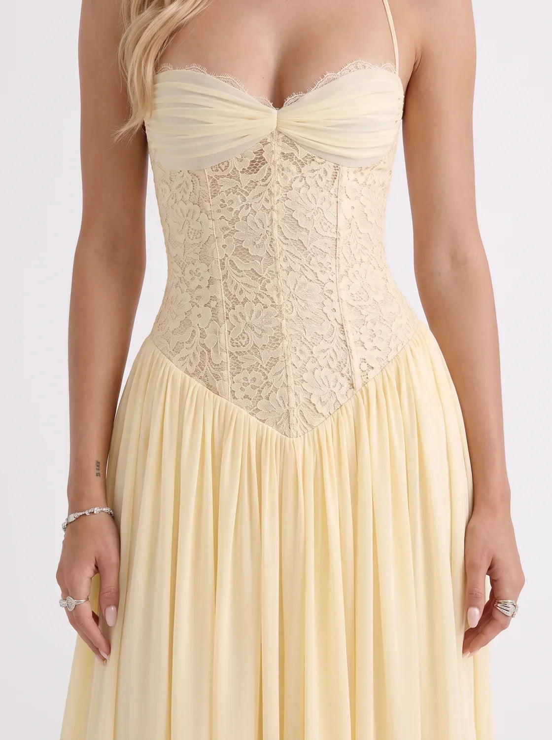 Isabella | Lace Maxi Dress with Corset Bodice