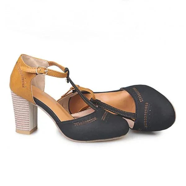 Block Heel T-Strap Mary Jane Shoes