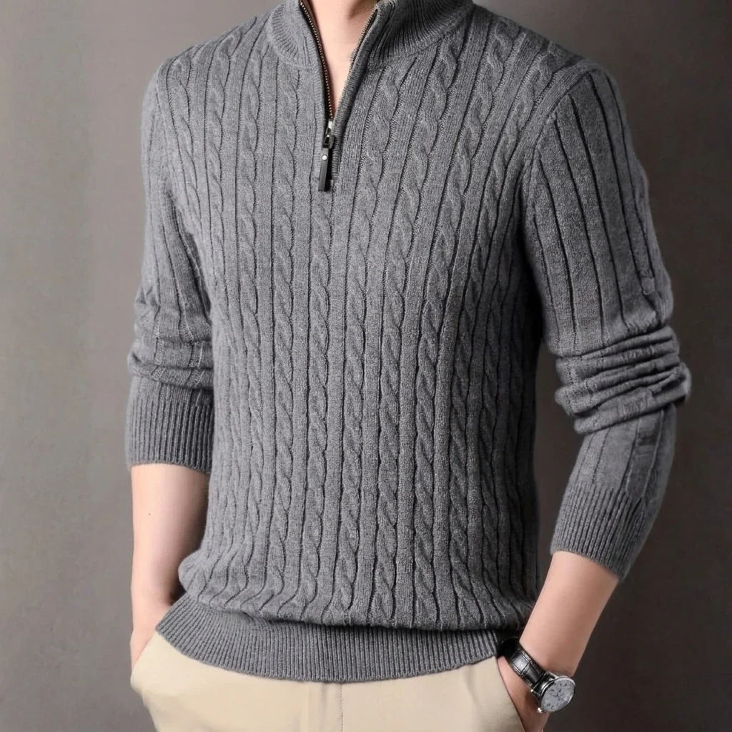 Men's Cable Knit Half-Zip Sweater