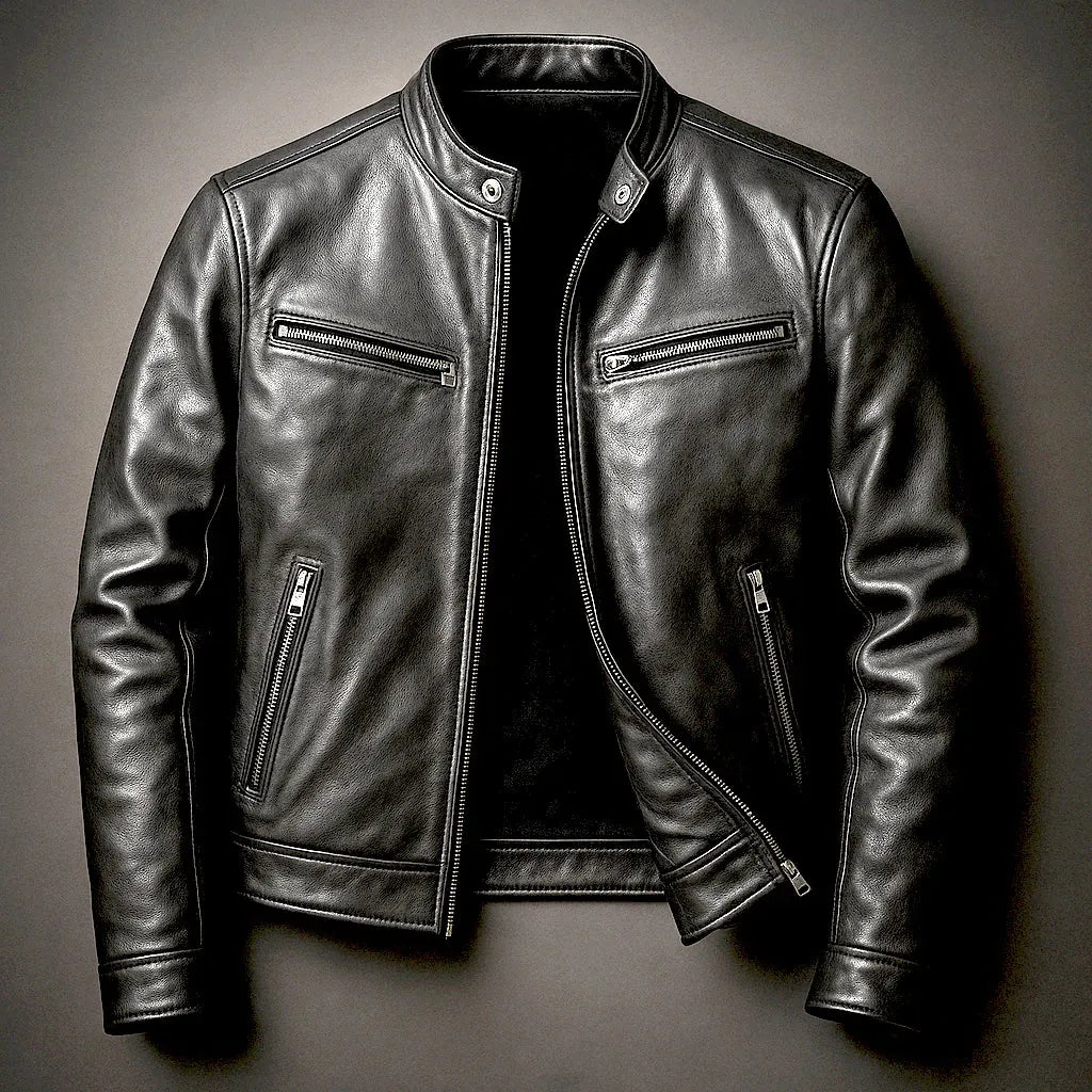 Men's Biker Jacket with Zip Pockets