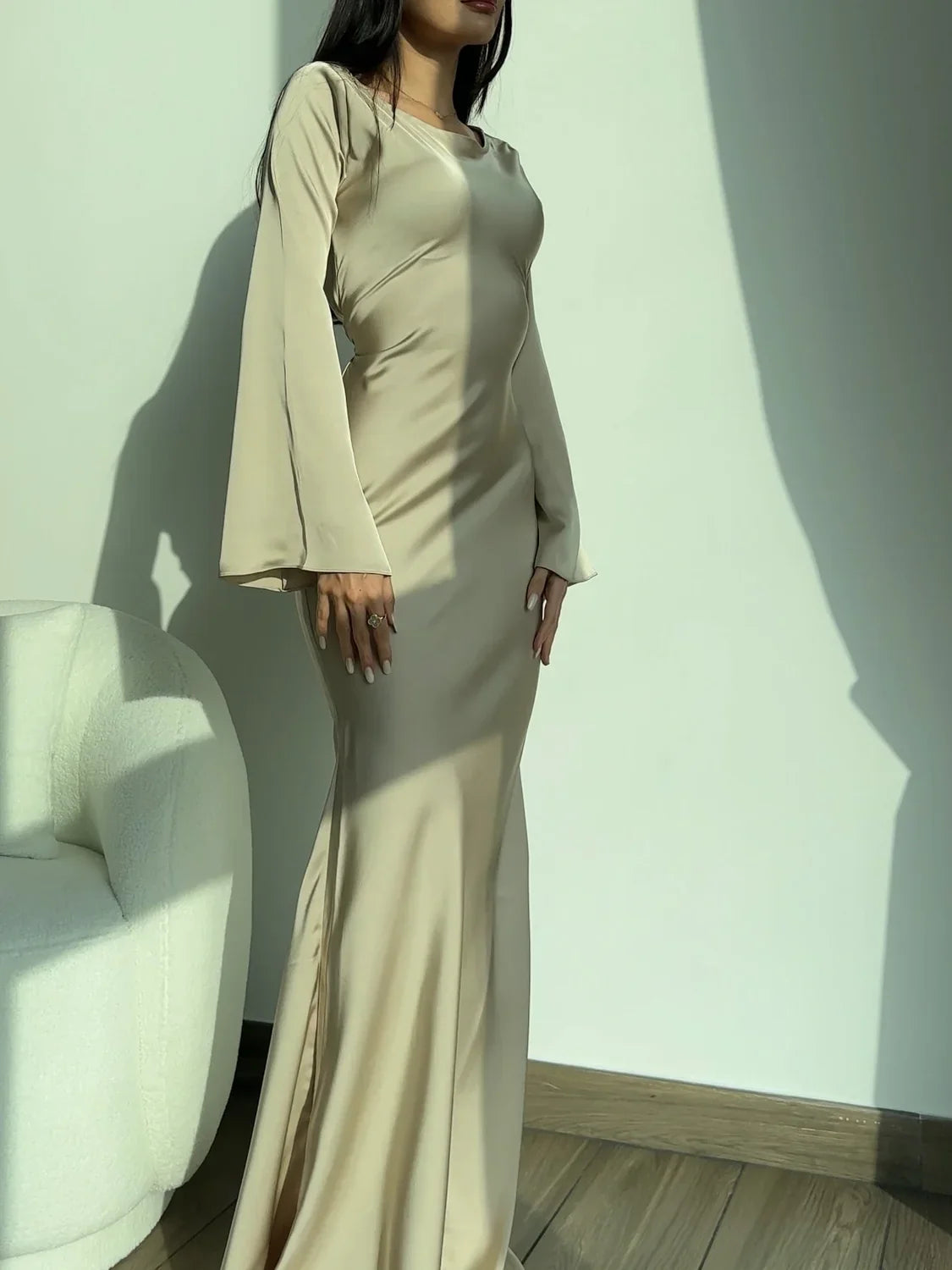 Wedding Guest Dress – Black Long Sleeve Maxi