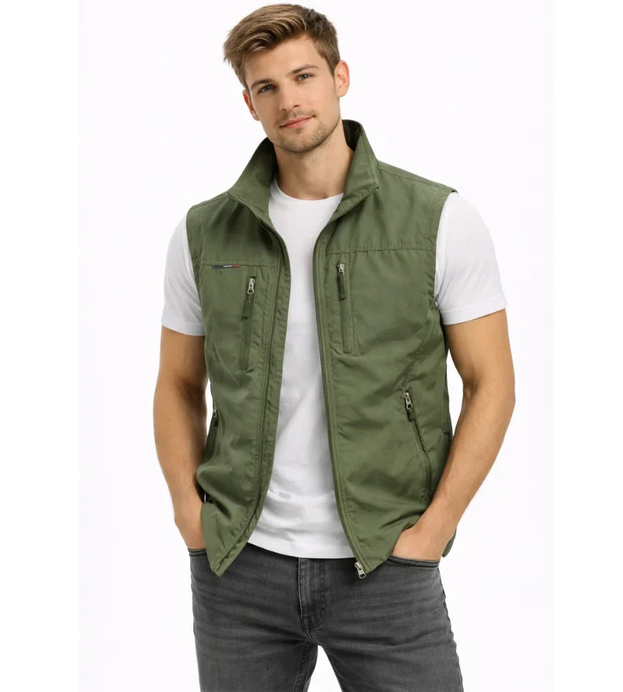 Men's Softshell Vest Stand Collar Full Zip