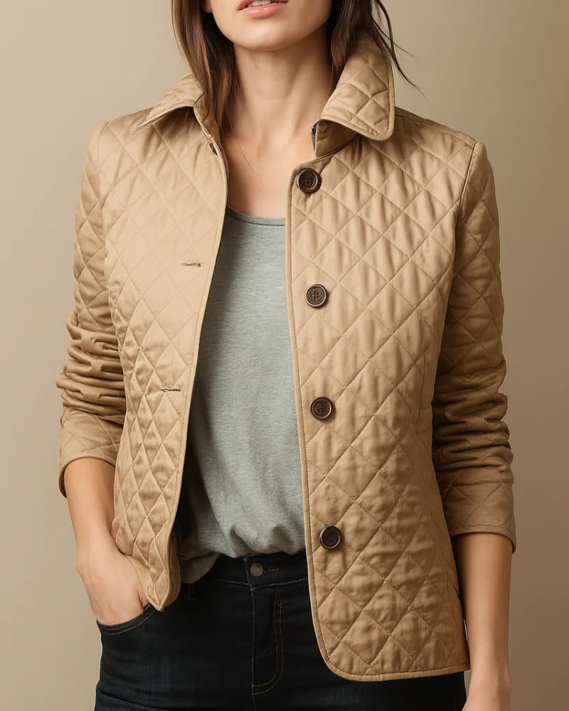 Women's Quilted Jacket with Stand Collar