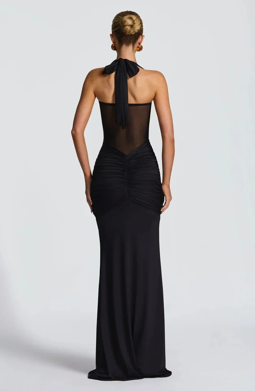 Wedding Guest Dress – Black Halter Maxi