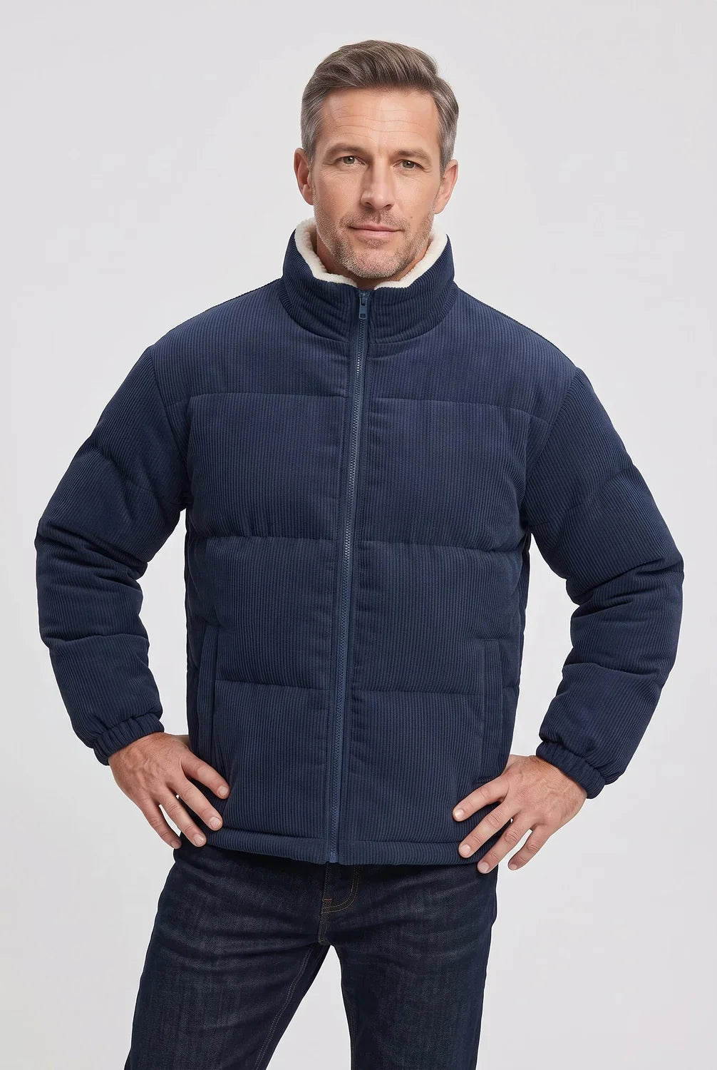 Men's Corduroy Collar Puffer Jacket