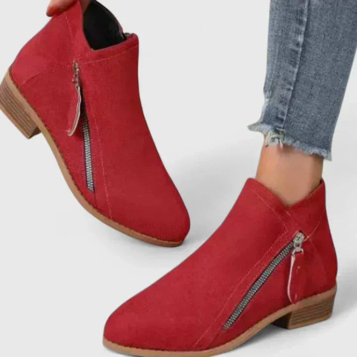 Friana | Block Heel Ankle Boots Side Zip
