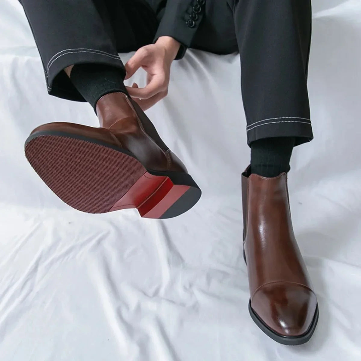 Men's Chelsea Boots – Black Polished Slip-On