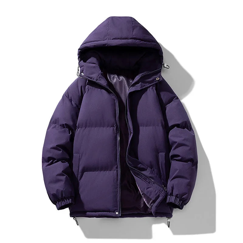 Men's Puffer Jacket – Black Hooded Quilted