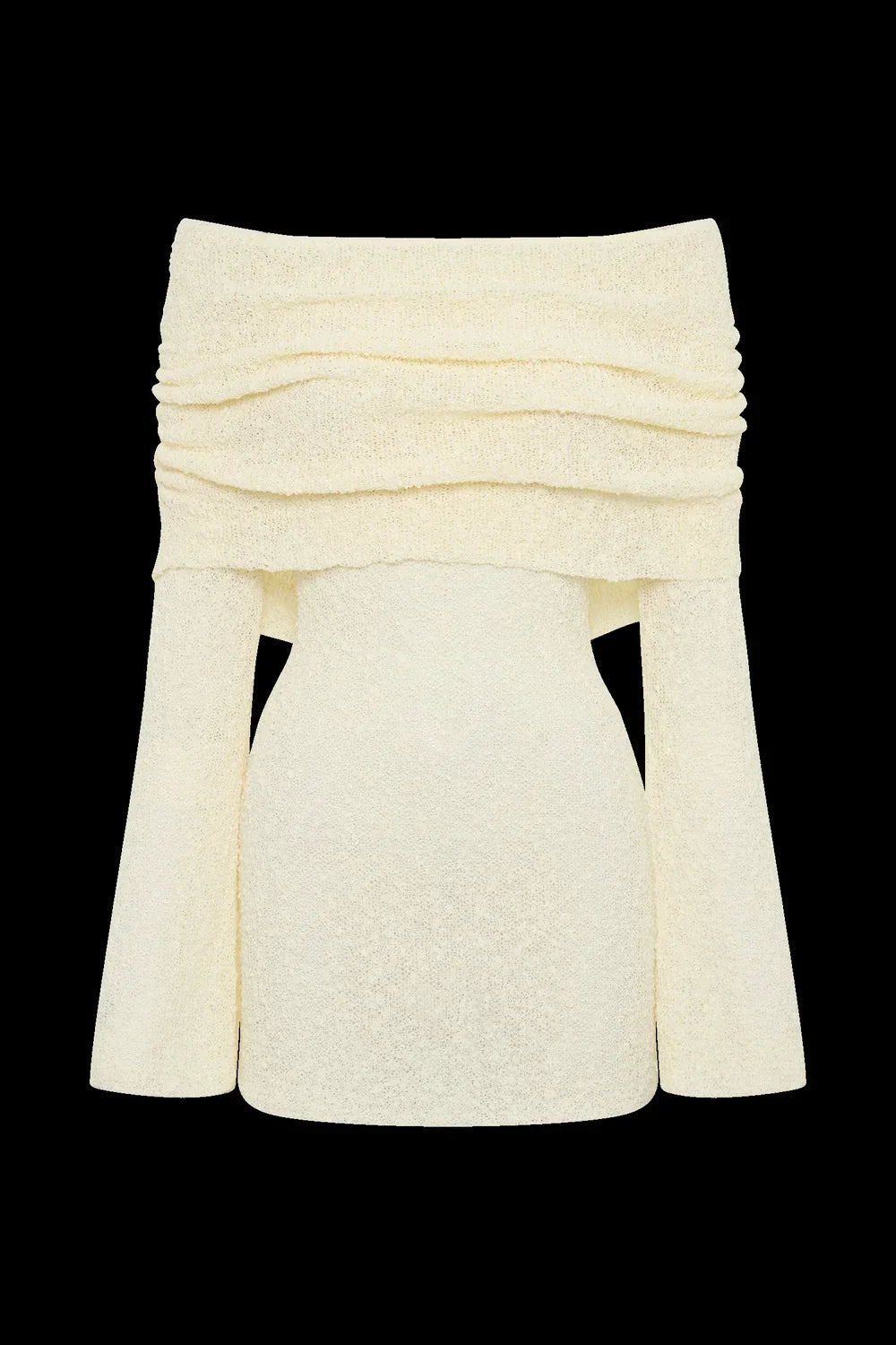 Sweater Dress – White Off-Shoulder Fitted Mini