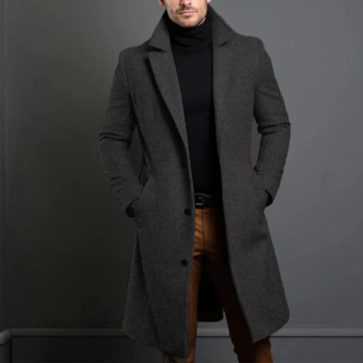 Men's Single Breasted Overcoat Cotton Blend