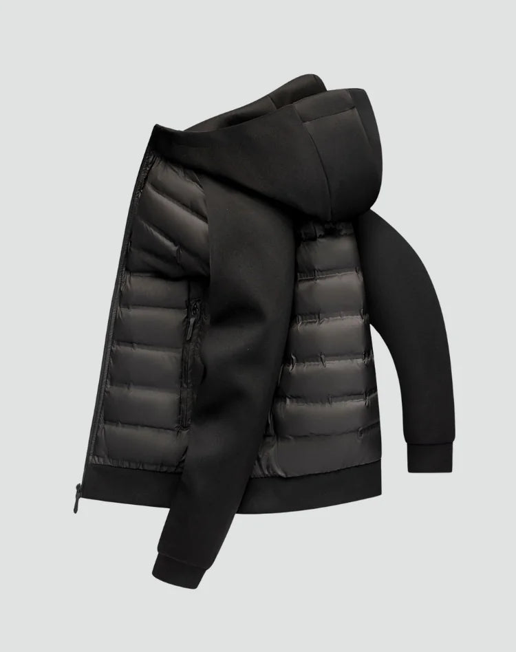 Men's Puffer Jacket – Black Hybrid Hooded
