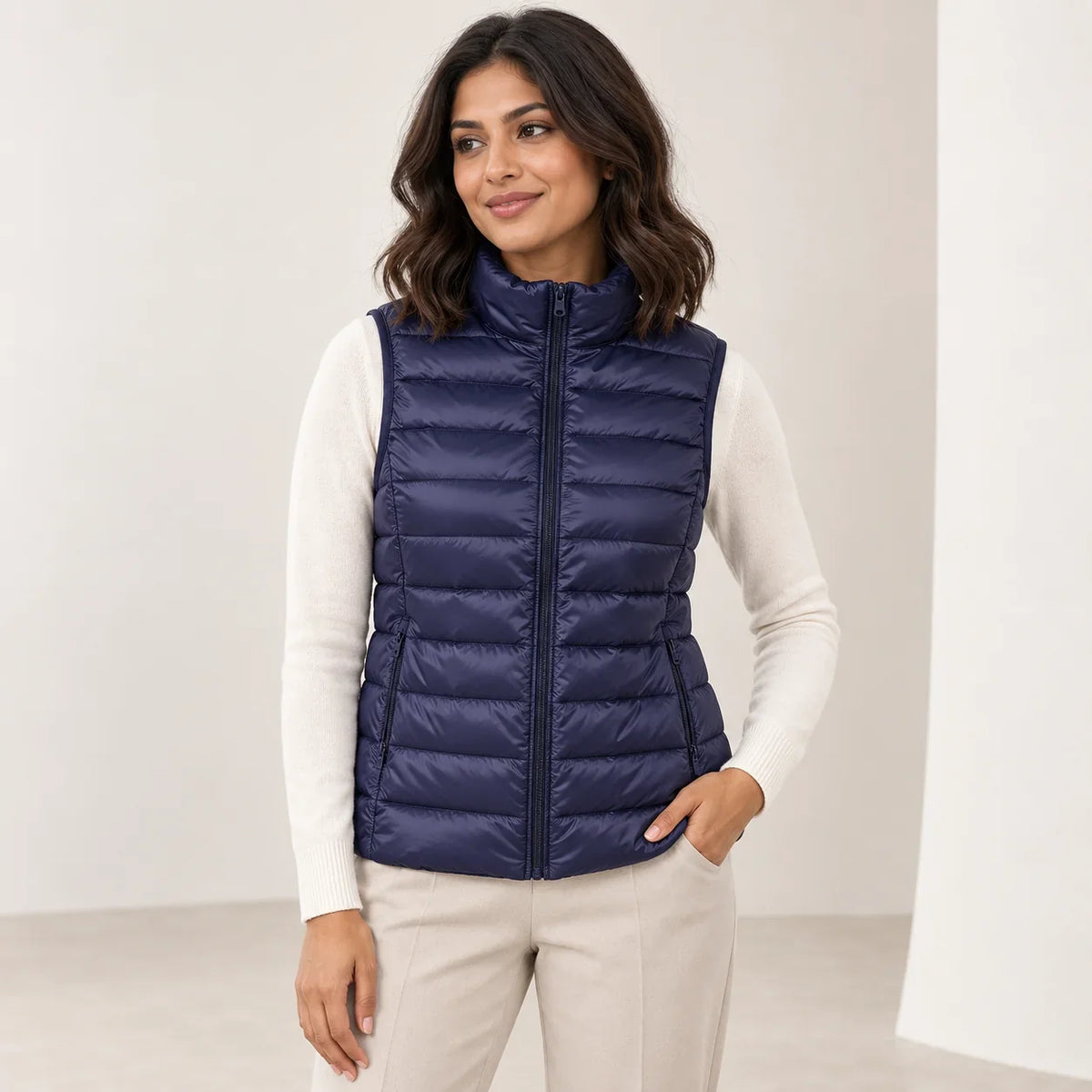 Padded Gilet Lightweight Stand Collar Vest