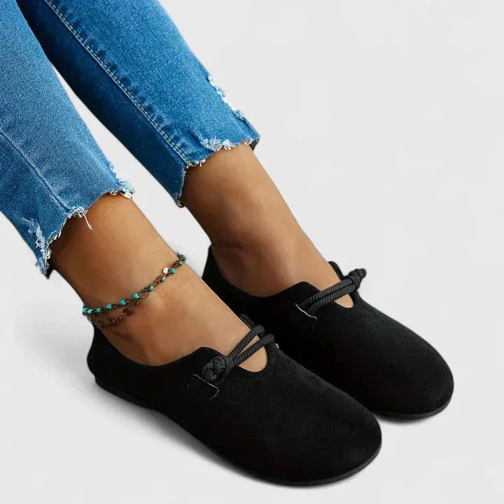 Camilla | Round Toe Flats with Cord Strap