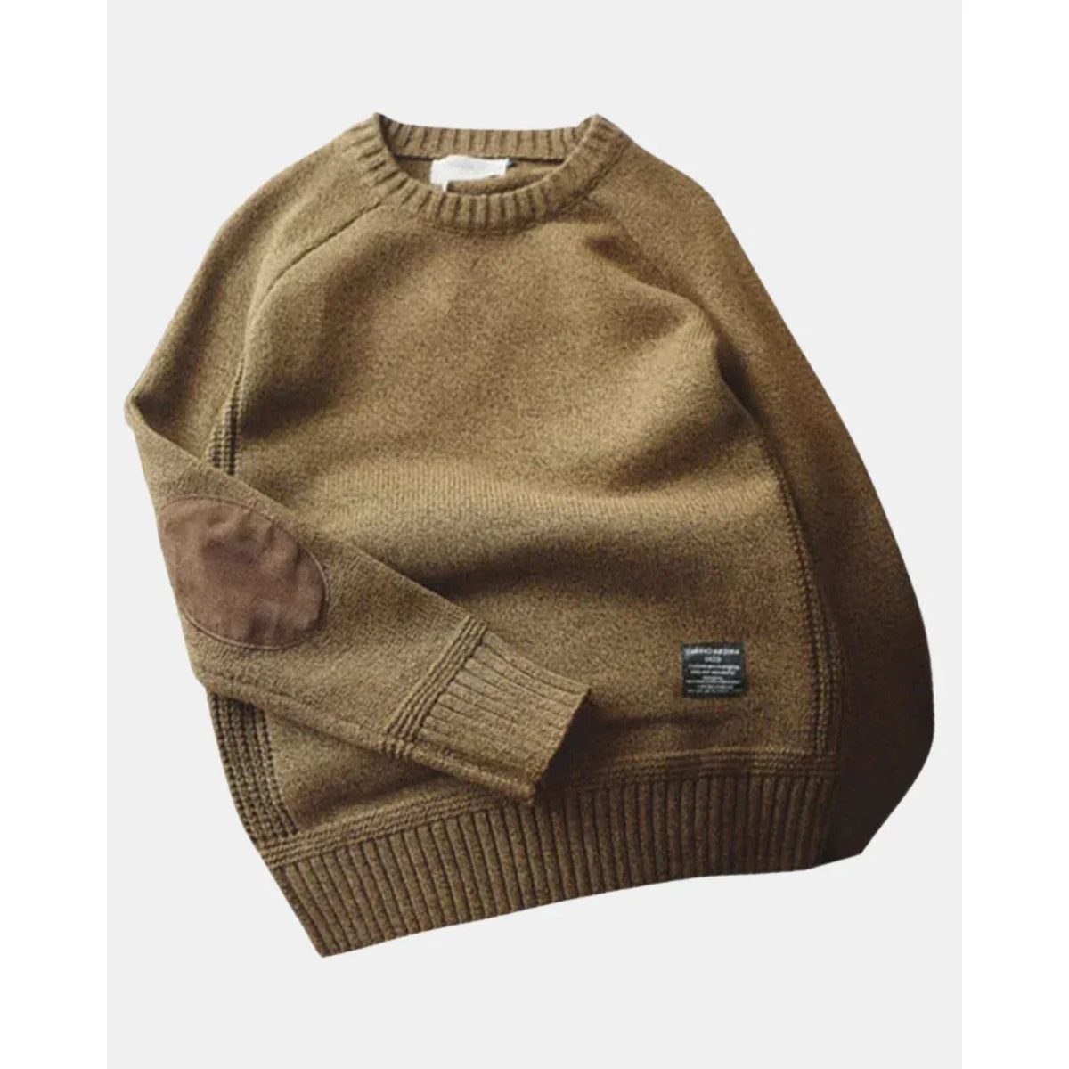 Men's Crew Neck Sweater with Elbow Patches
