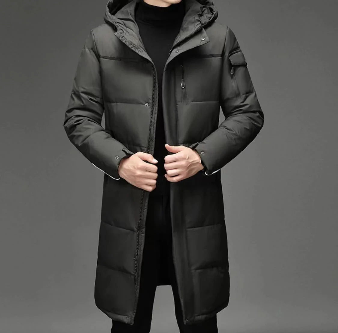 Men's Longline Hooded Puffer Coat