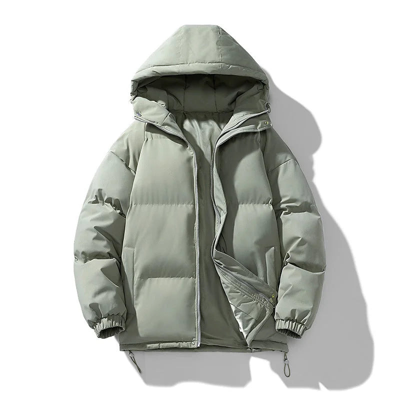 Men's Puffer Jacket – Black Hooded Quilted