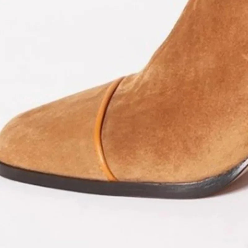 Luisa | Suede Block Heel Ankle Boots Square Toe