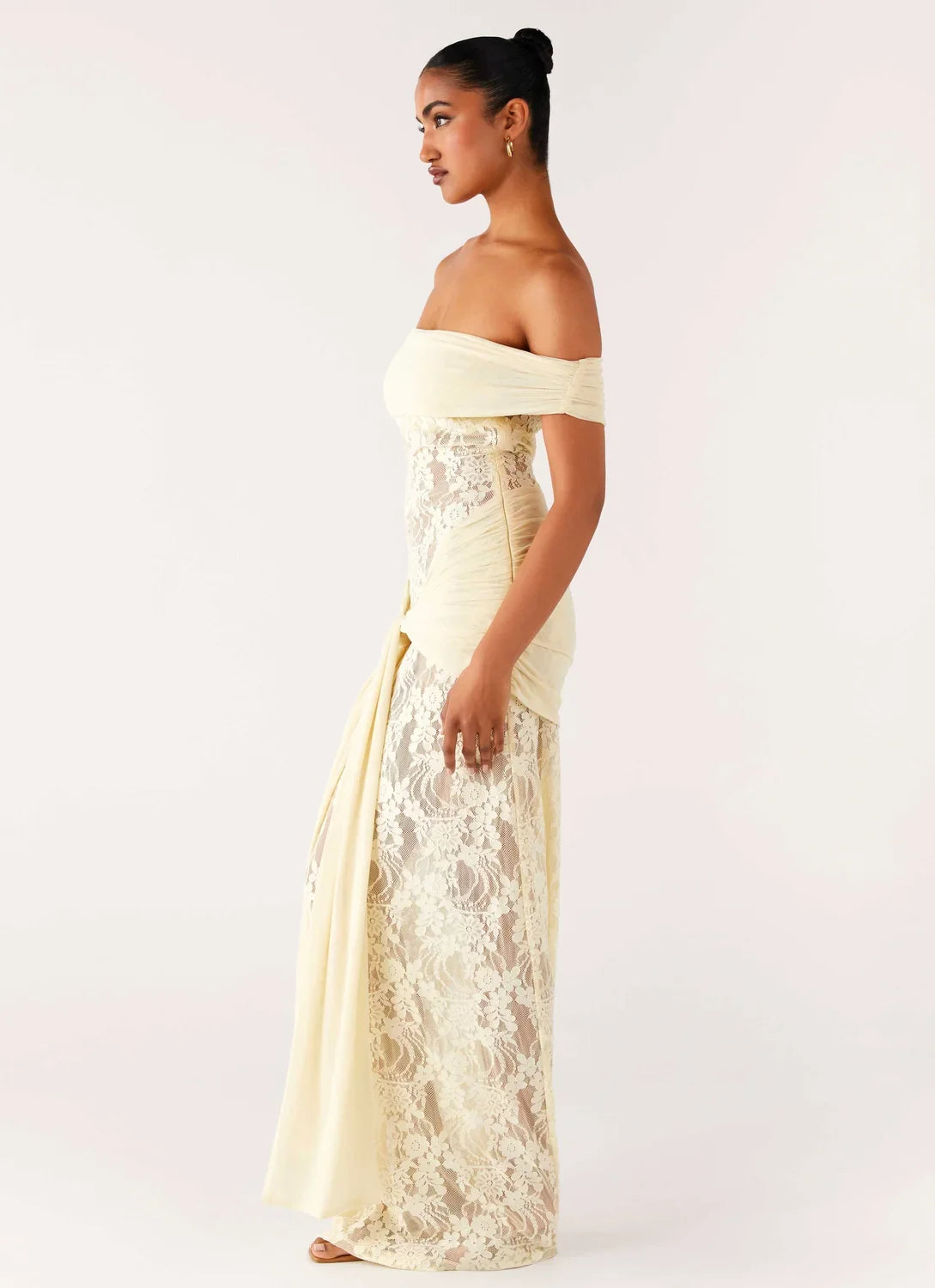 Beatrice | Off-Shoulder Lace Panel Maxi Dress