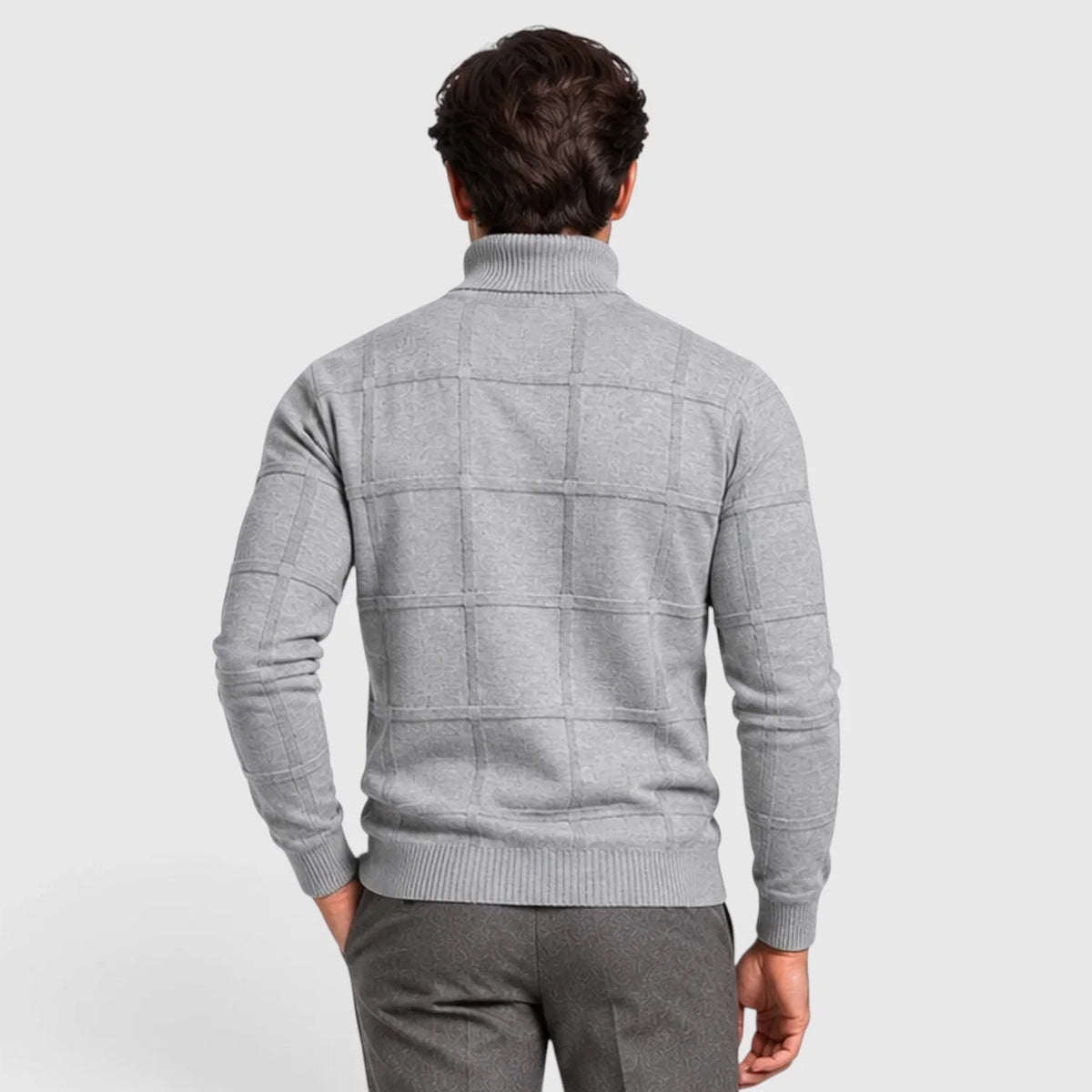 Men's Textured Mock Neck Sweater Slim Fit