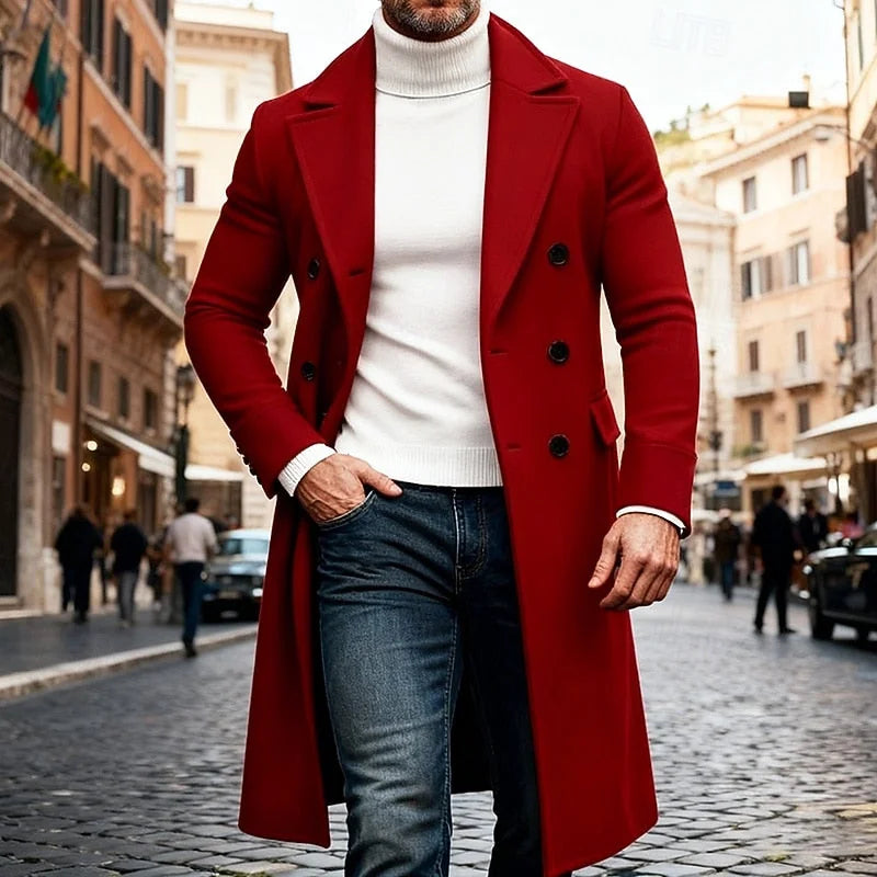 Men's Long Wool-Look Overcoat