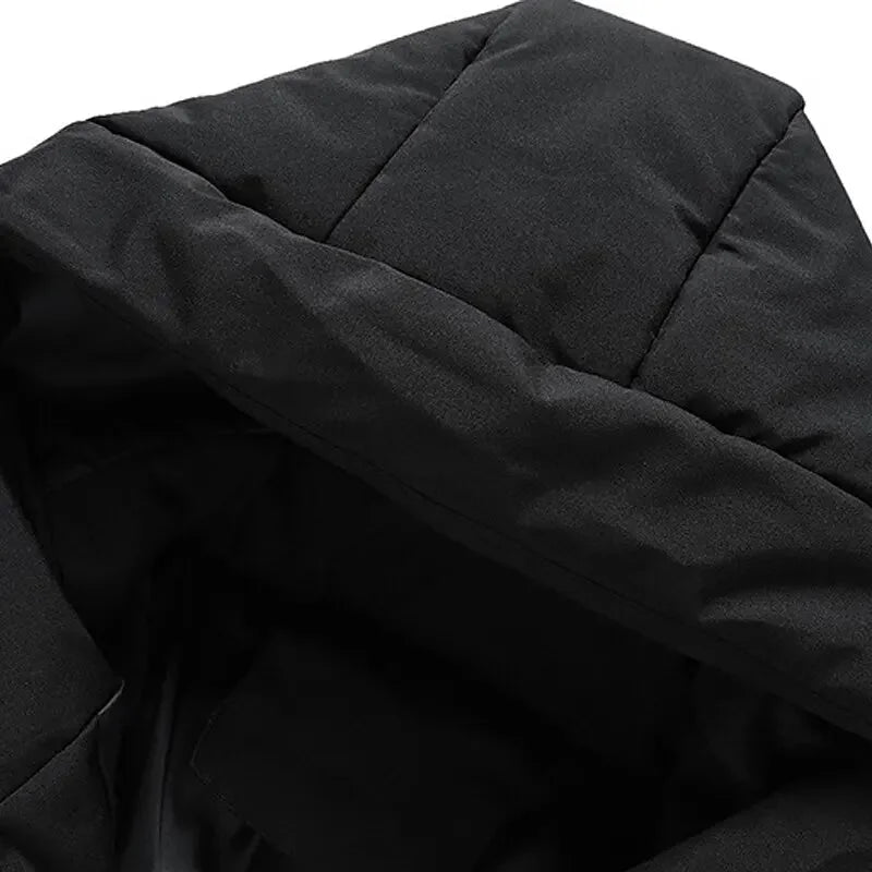 Men's Puffer Jacket – Black Hooded Side Pockets