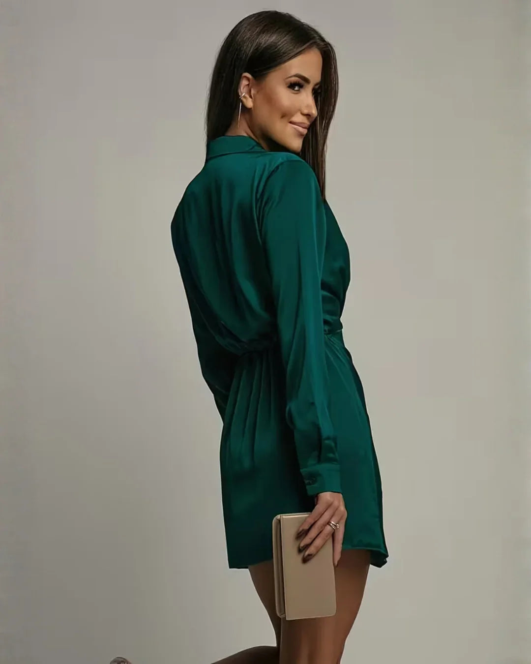 Long Sleeve Wrap Mini Dress