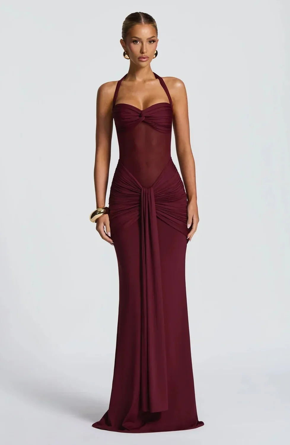 Wedding Guest Dress – Black Halter Maxi