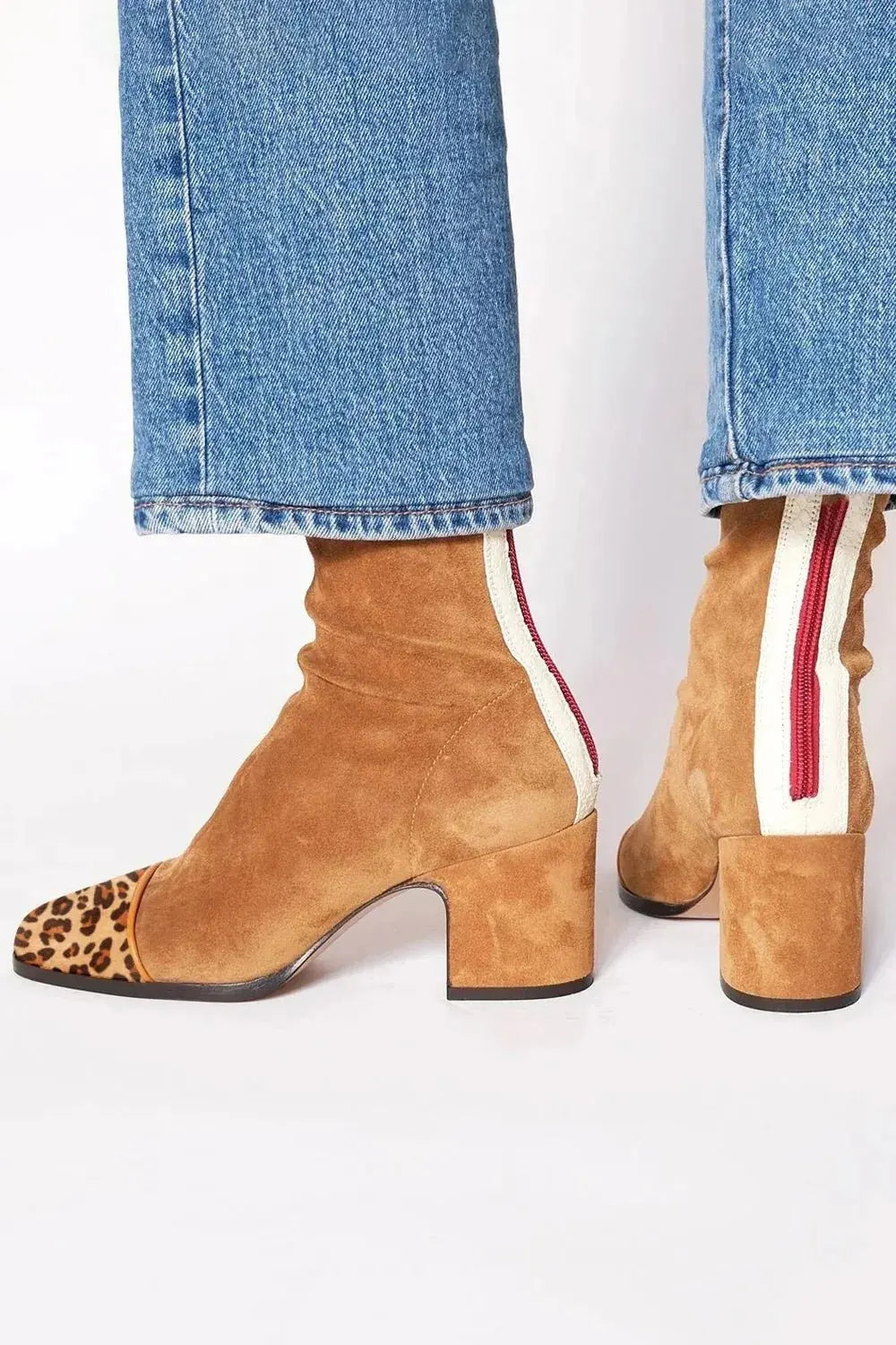 Luisa | Suede Block Heel Ankle Boots Square Toe