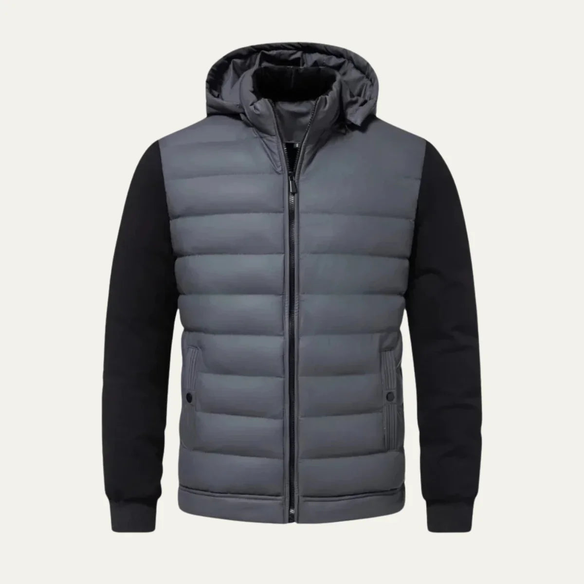 Men's Puffer Jacket – Black Hybrid Hooded