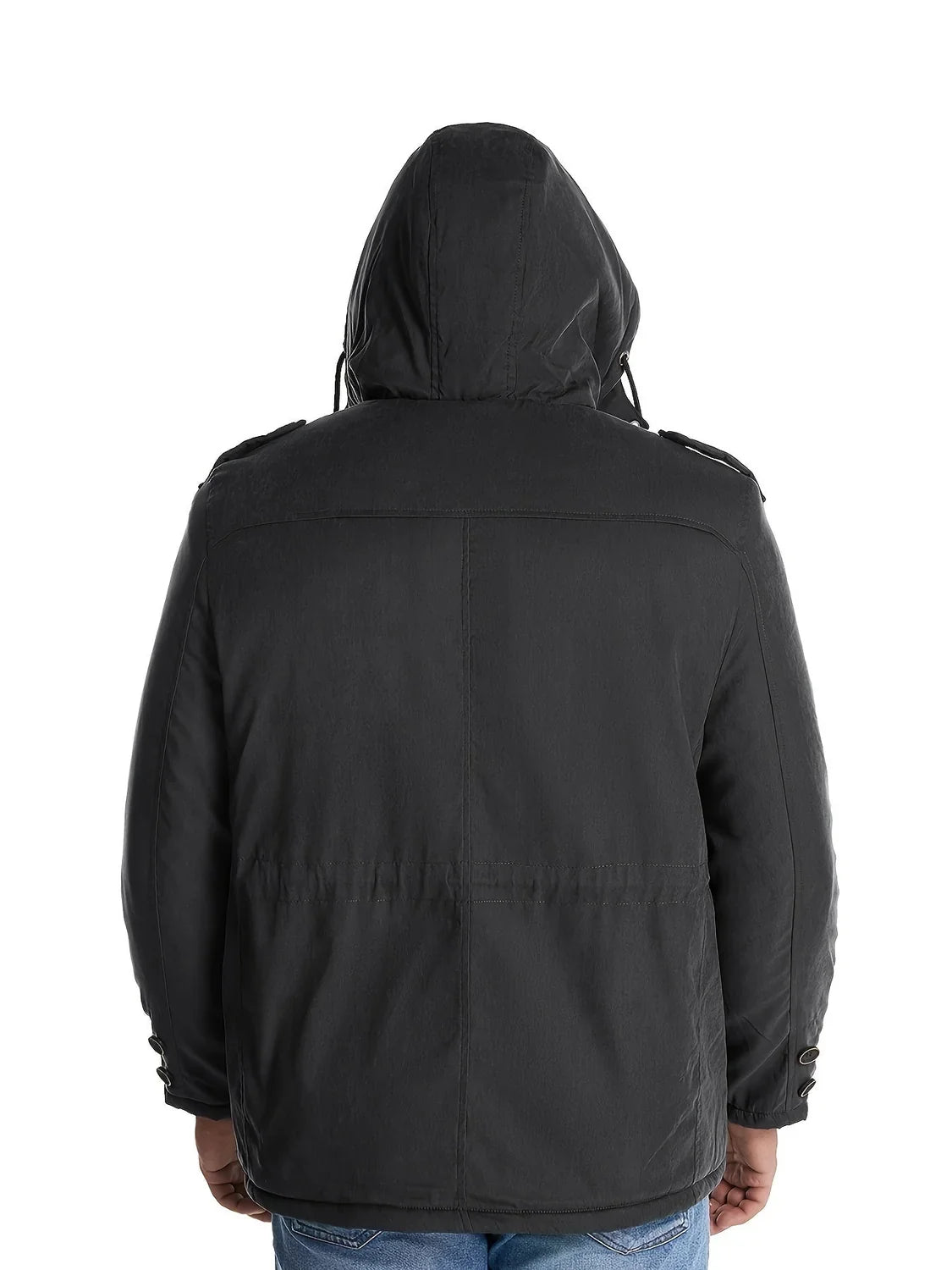 Men's Hooded Jacket – Black Insulated Utility