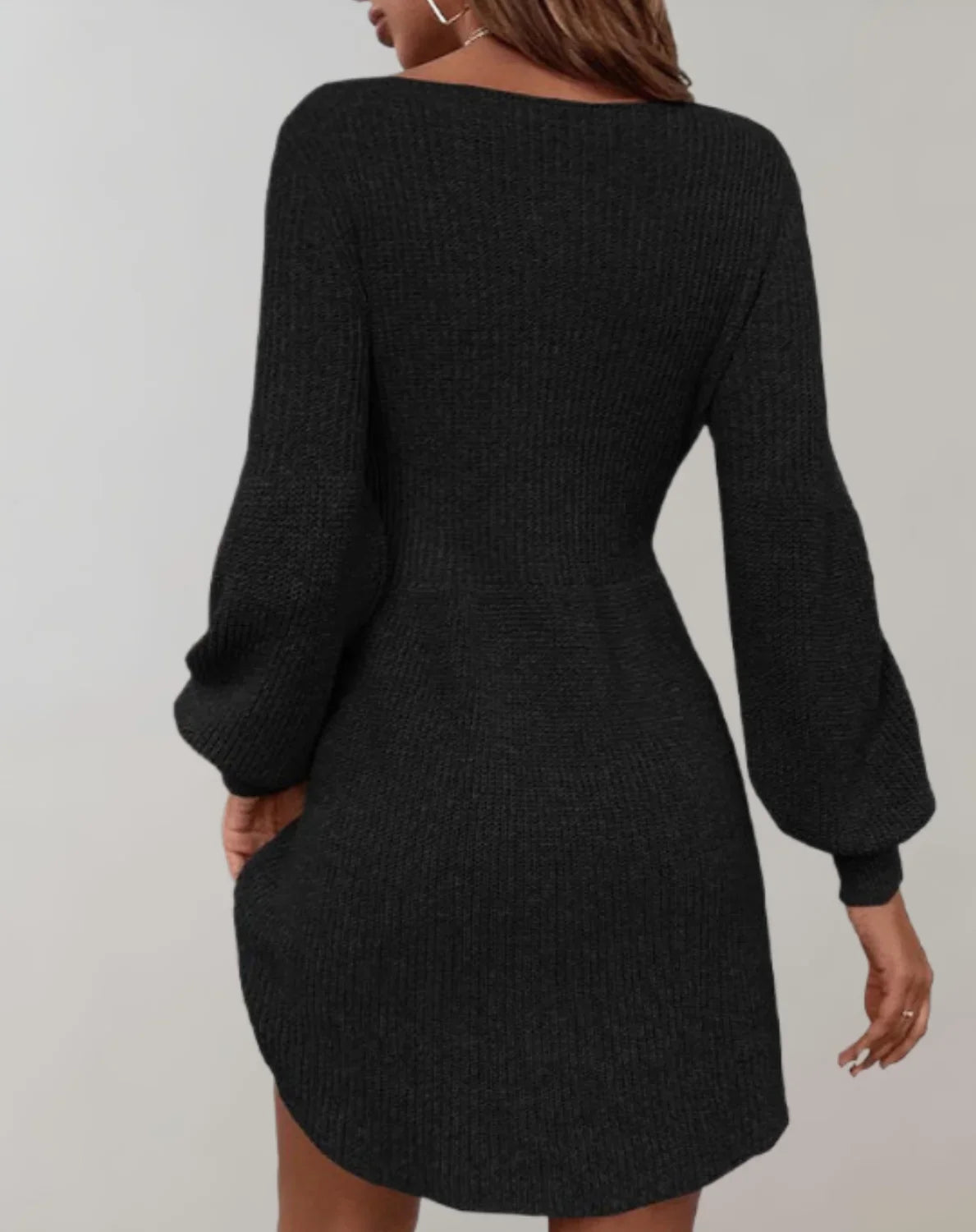 Sweater Dress – Black Fit and Flare Mini