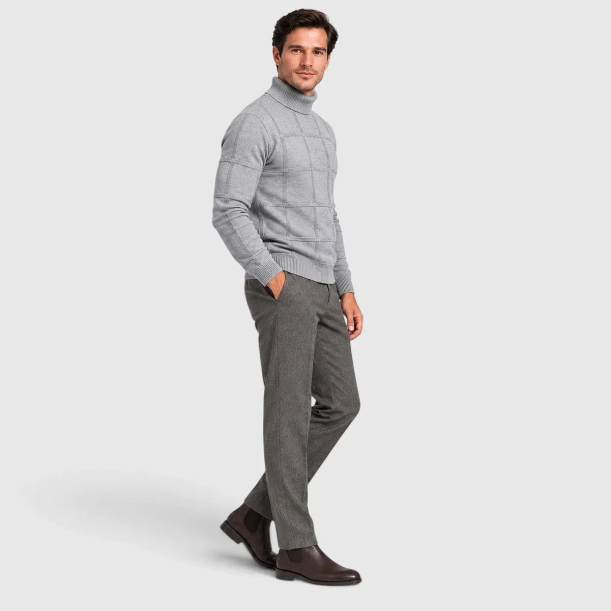 Men's Textured Mock Neck Sweater Slim Fit