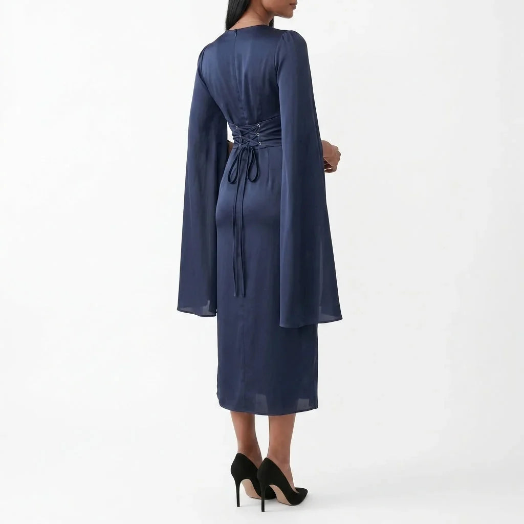 Celine | Lace Maxi Dress with Cape Sleeves