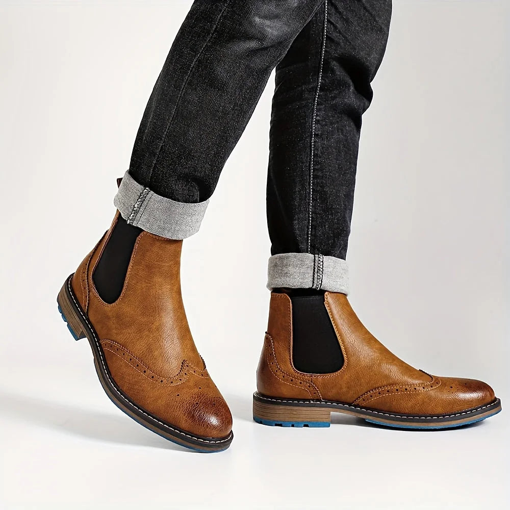 Men's Chelsea Boots – Black Brogue Wingtip