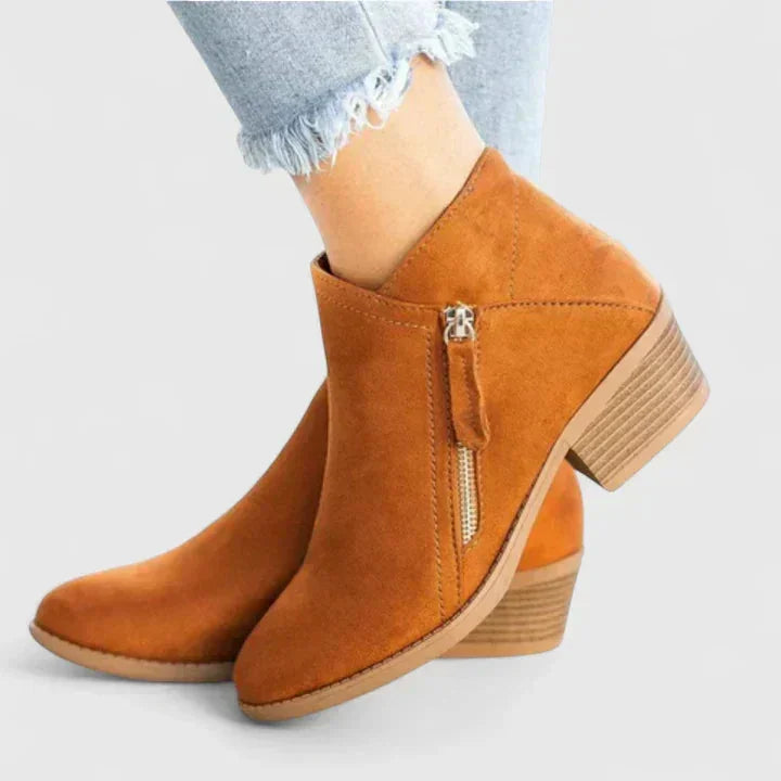Friana | Block Heel Ankle Boots Side Zip