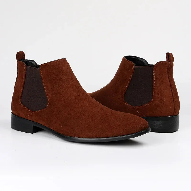 Men's Chelsea Boots – Black Suede-Look Pointed Toe