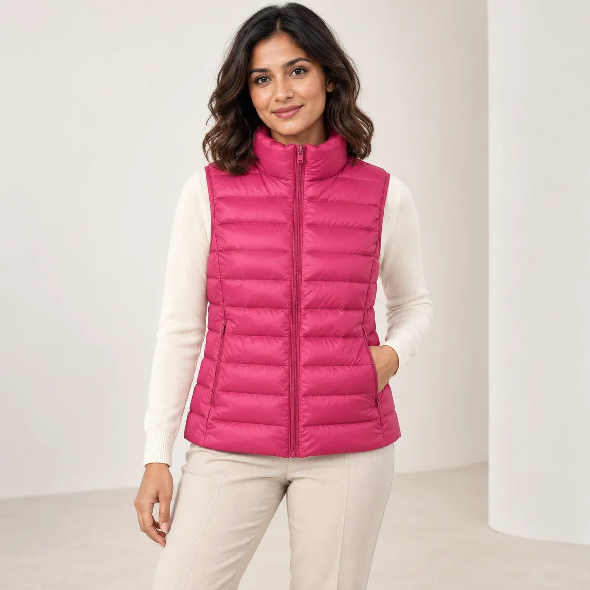 Padded Gilet Lightweight Stand Collar Vest