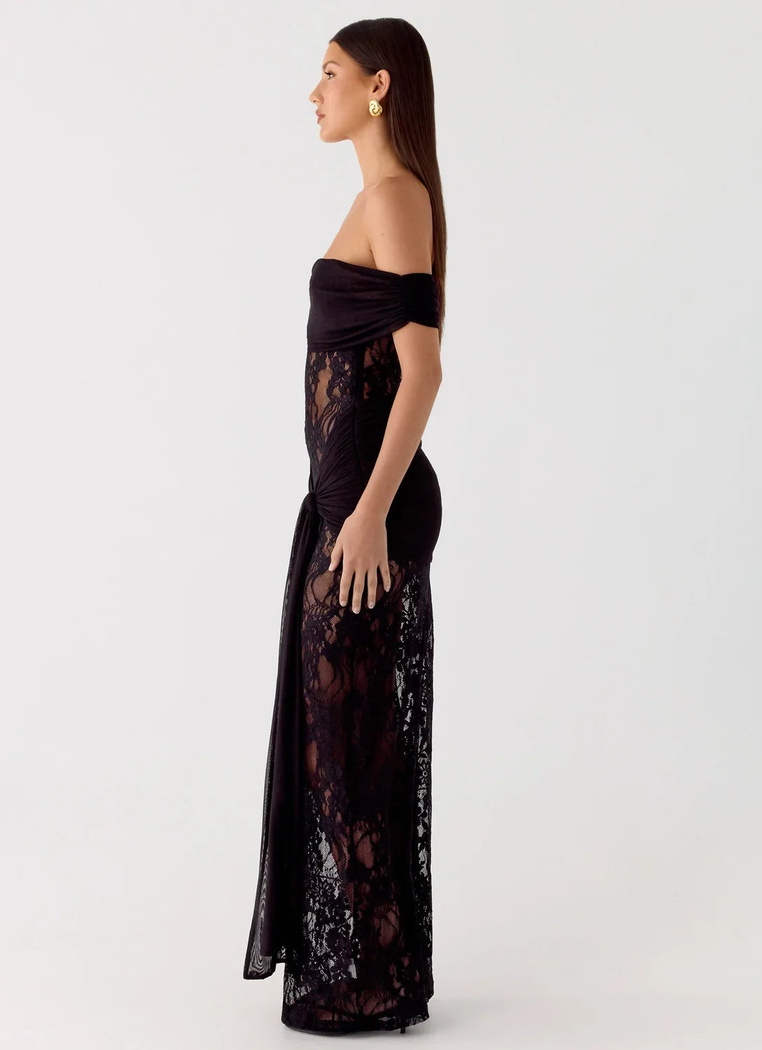 Beatrice | Off-Shoulder Lace Panel Maxi Dress