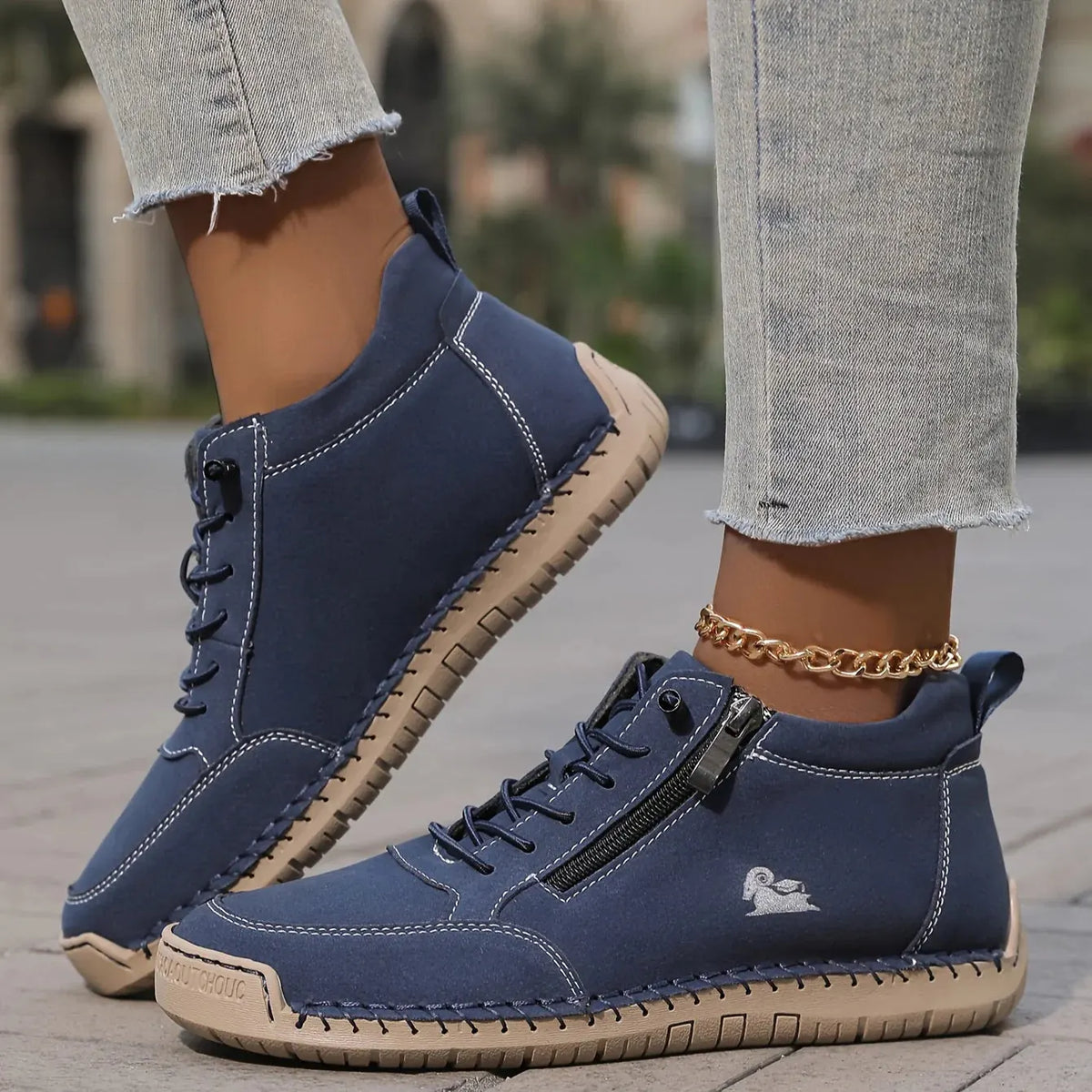 Ankle Boots Zip-Up Lace Comfort Women's
