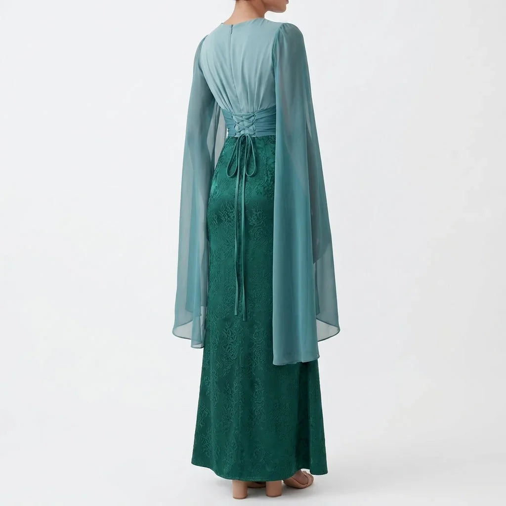 Celine | Lace Maxi Dress with Cape Sleeves